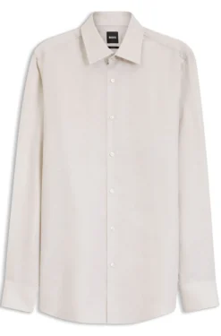 Slim-fit shirt in linen-blend twill