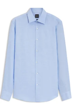 Slim-fit shirt in linen-blend twill
