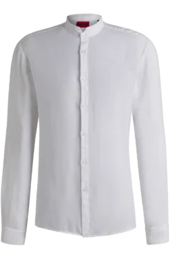 Slim-fit shirt in linen canvas