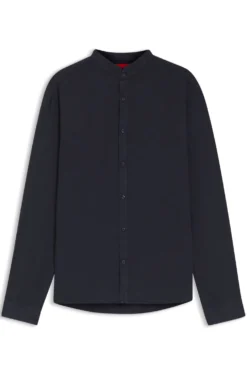 Slim-fit shirt in linen canvas