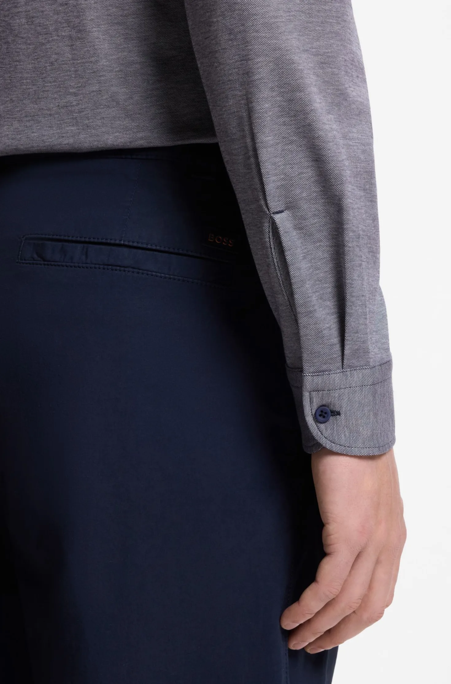 Slim-fit shirt in melange cotton jersey