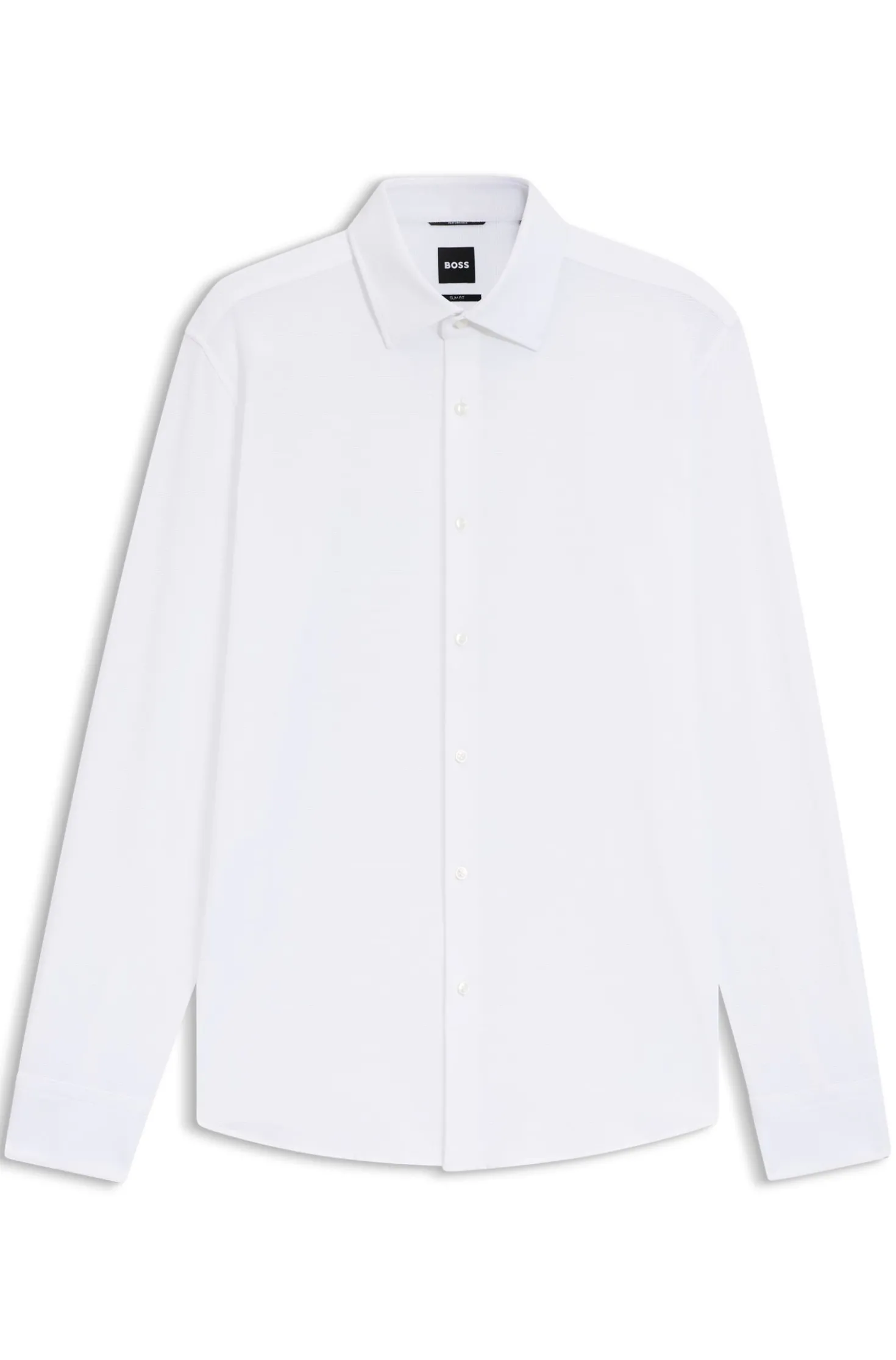 Slim-fit shirt in performance-stretch structured jersey