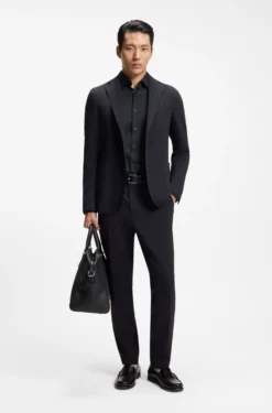 Slim-fit shirt in performance-stretch twill