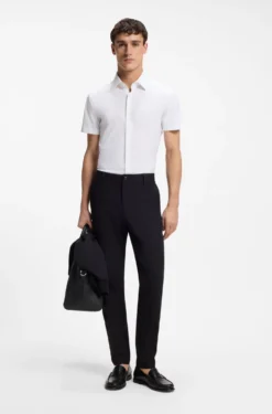 Slim-fit shirt in performance-stretch jersey