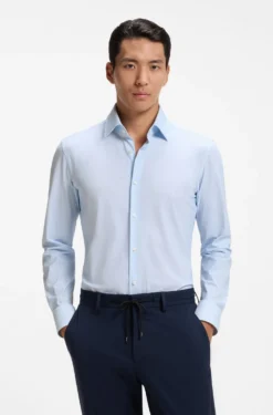 Slim-fit shirt in printed performance-stretch jersey
