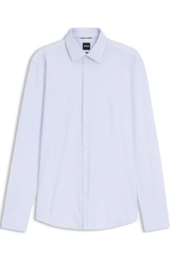 Slim-fit shirt in printed performance-stretch jersey
