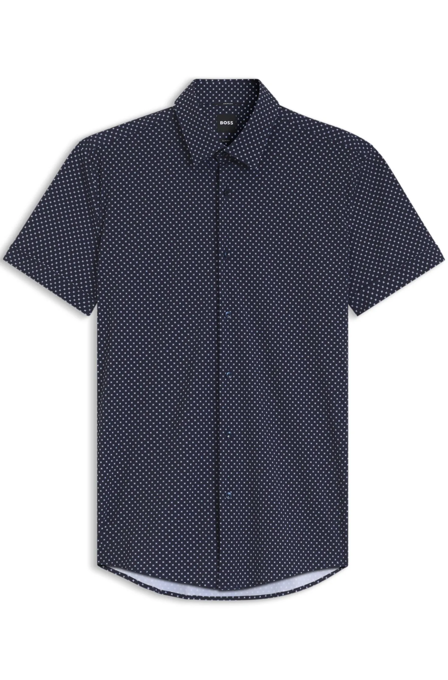 Slim-fit shirt in printed performance-stretch jersey