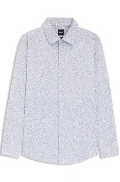 Slim-fit shirt in printed stretch cotton