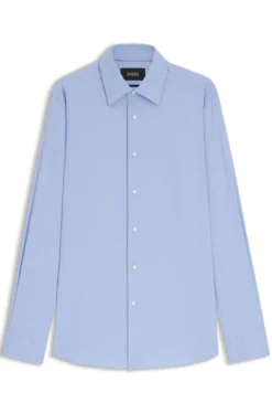 Slim-fit shirt in structured Italian stretch cotton