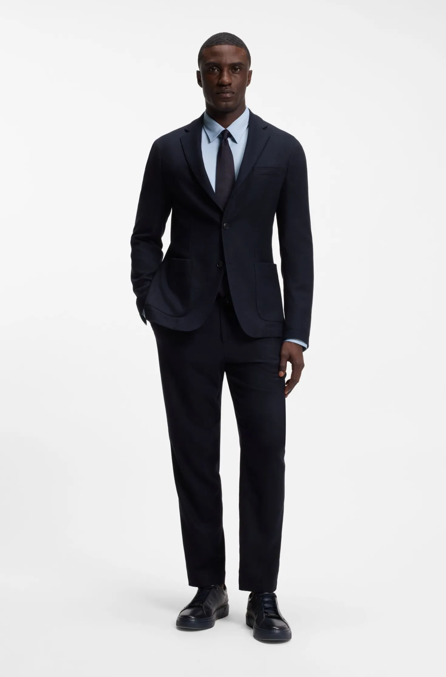Slim-fit shirt in structured performance-stretch fabric