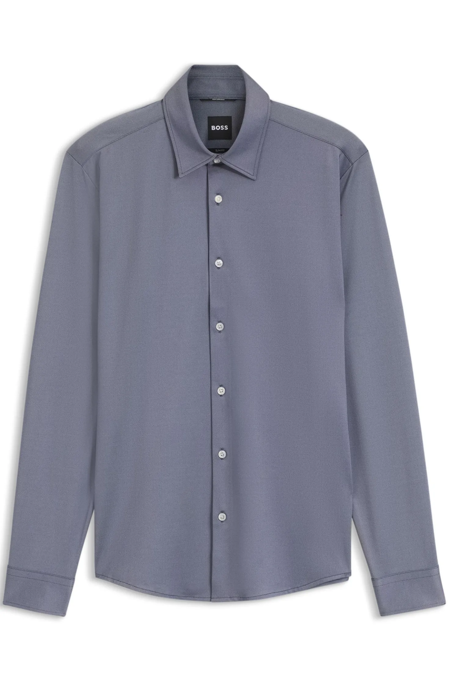 Slim-fit shirt in structured performance-stretch fabric