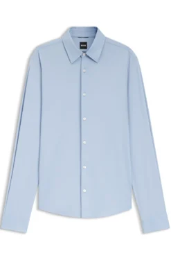 Slim-fit shirt in structured performance-stretch fabric