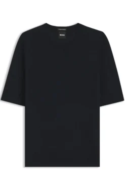 Slim-fit short-sleeved sweater in superfine merino wool