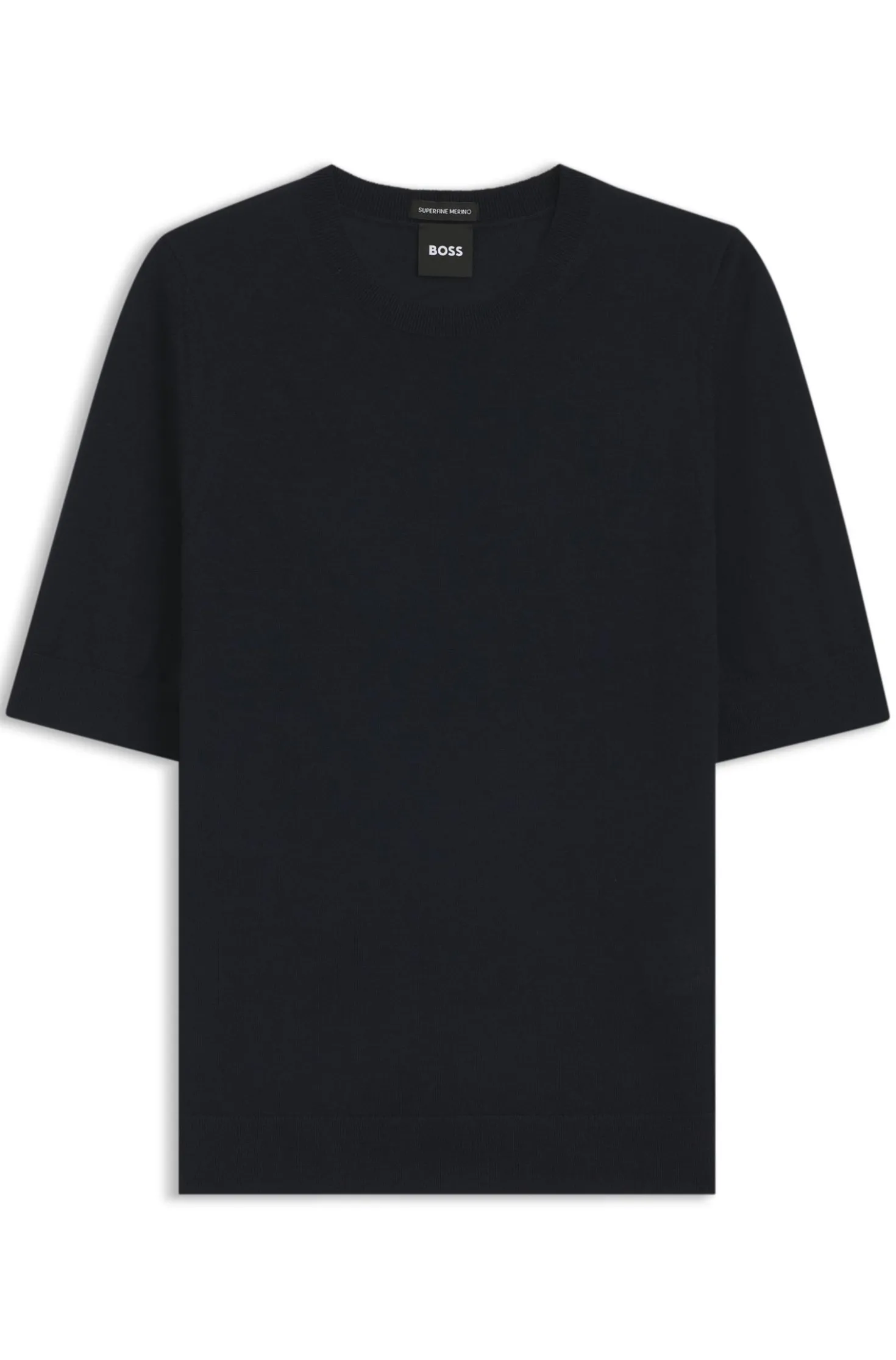Slim-fit short-sleeved sweater in superfine merino wool