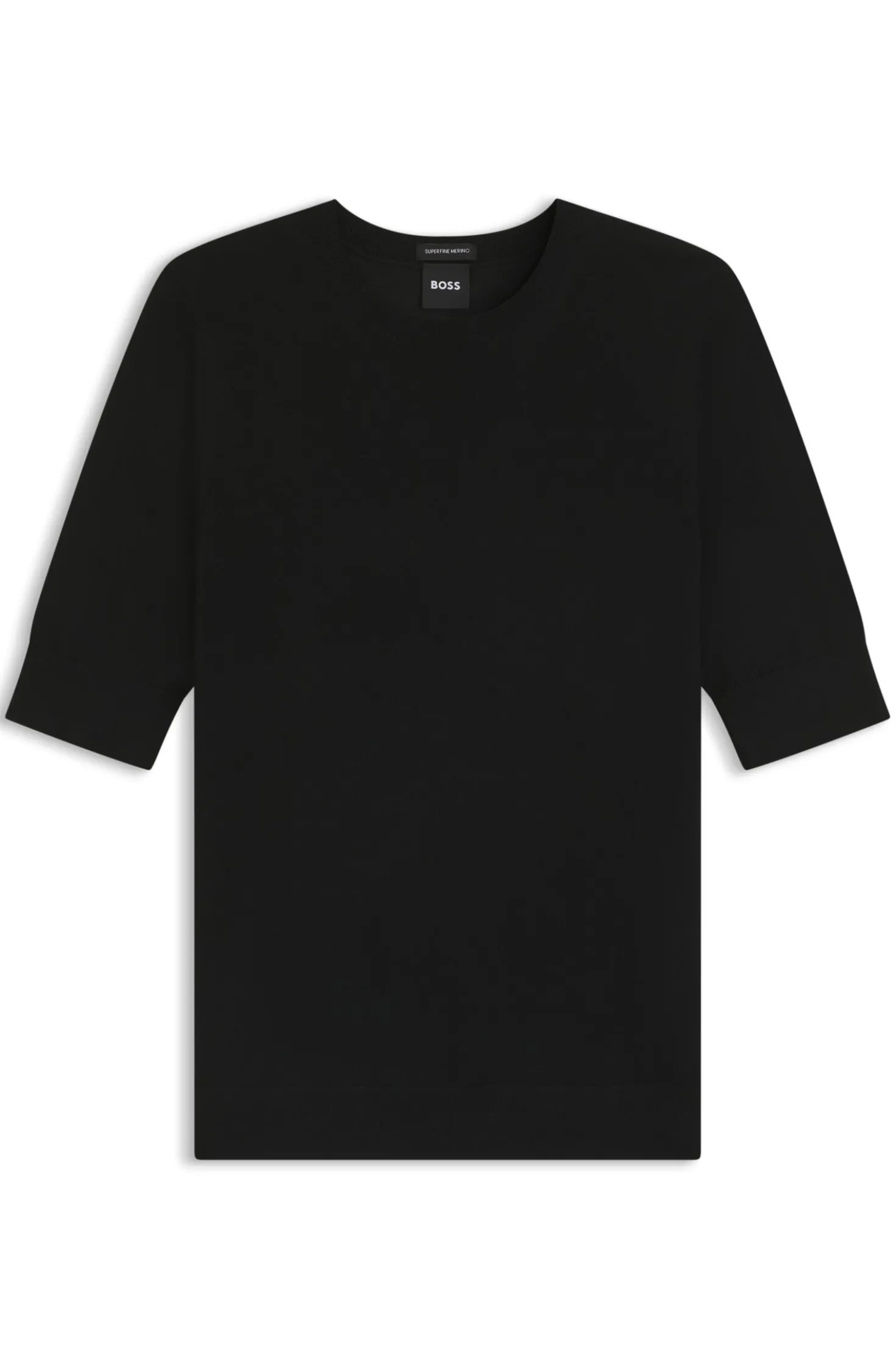 Slim-fit short-sleeved sweater in superfine merino wool