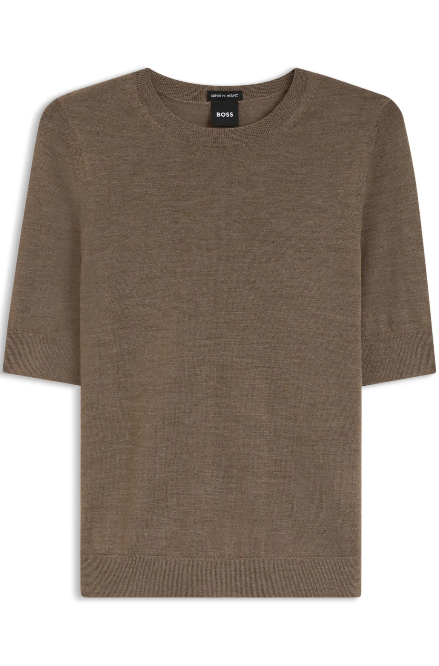 Slim-fit short-sleeved sweater in superfine merino wool