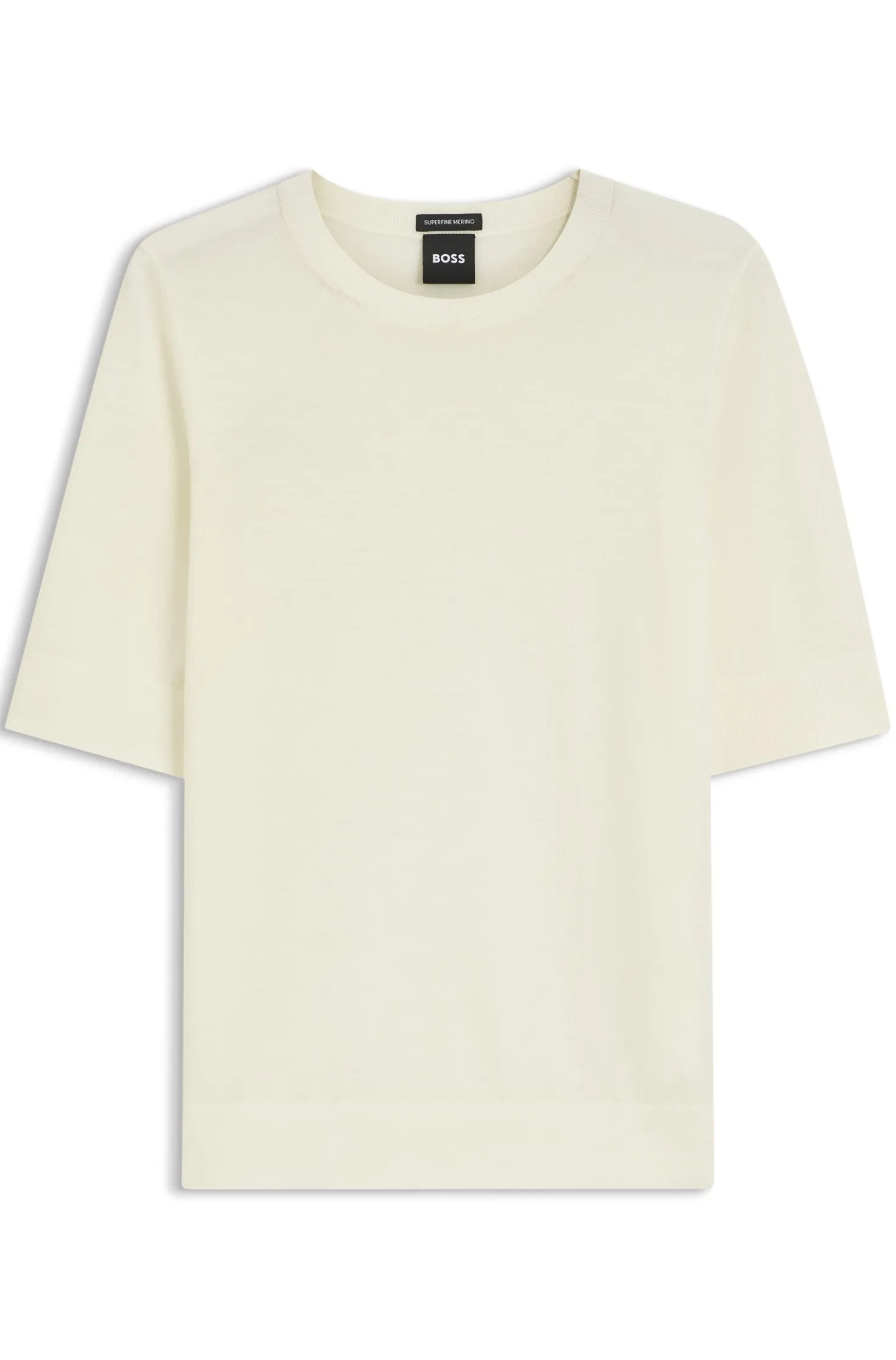 Slim-fit short-sleeved sweater in superfine merino wool