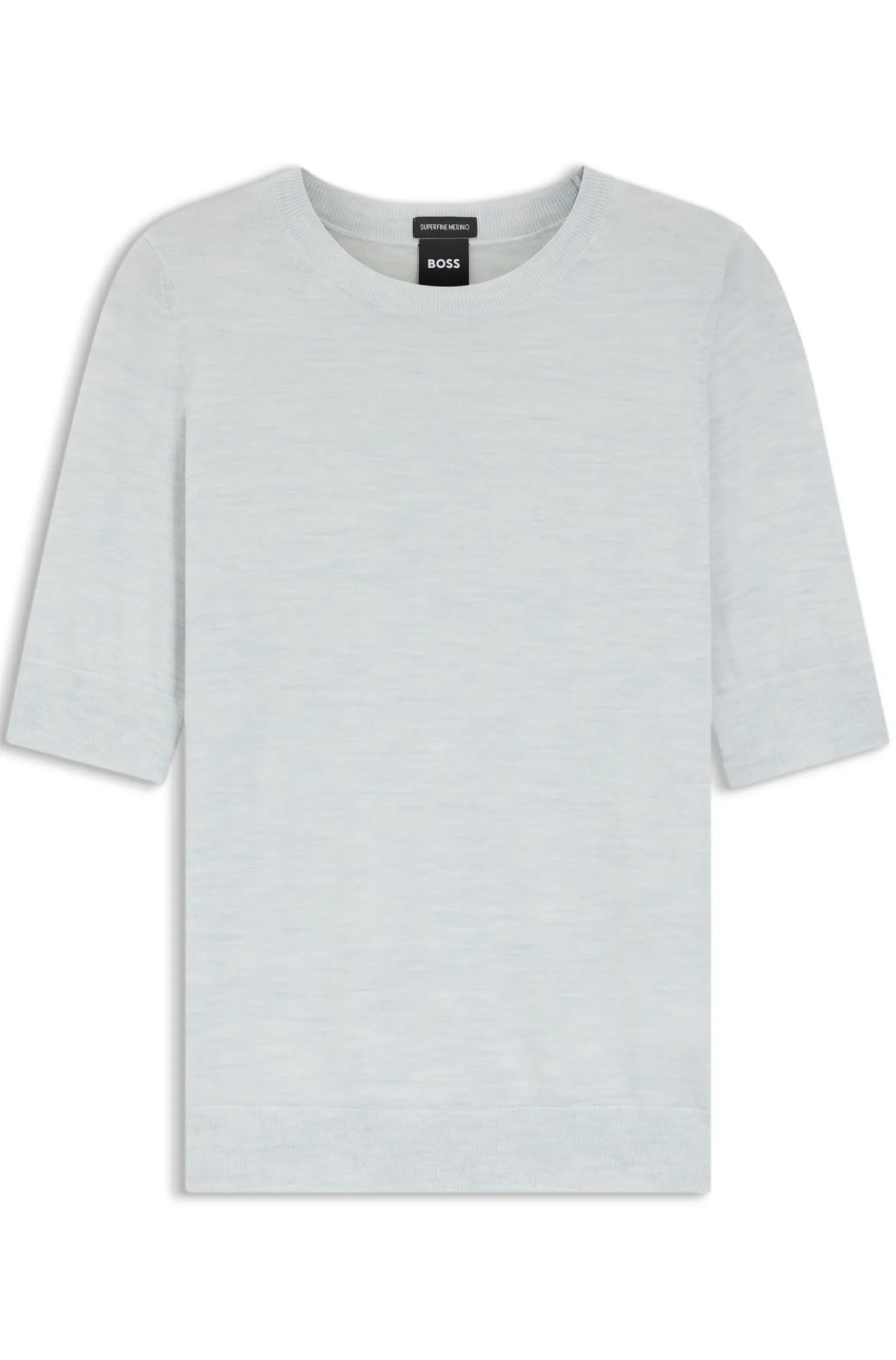 Slim-fit short-sleeved sweater in superfine merino wool
