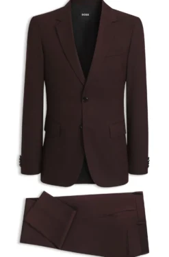 Slim-fit suit in micro-patterned virgin wool