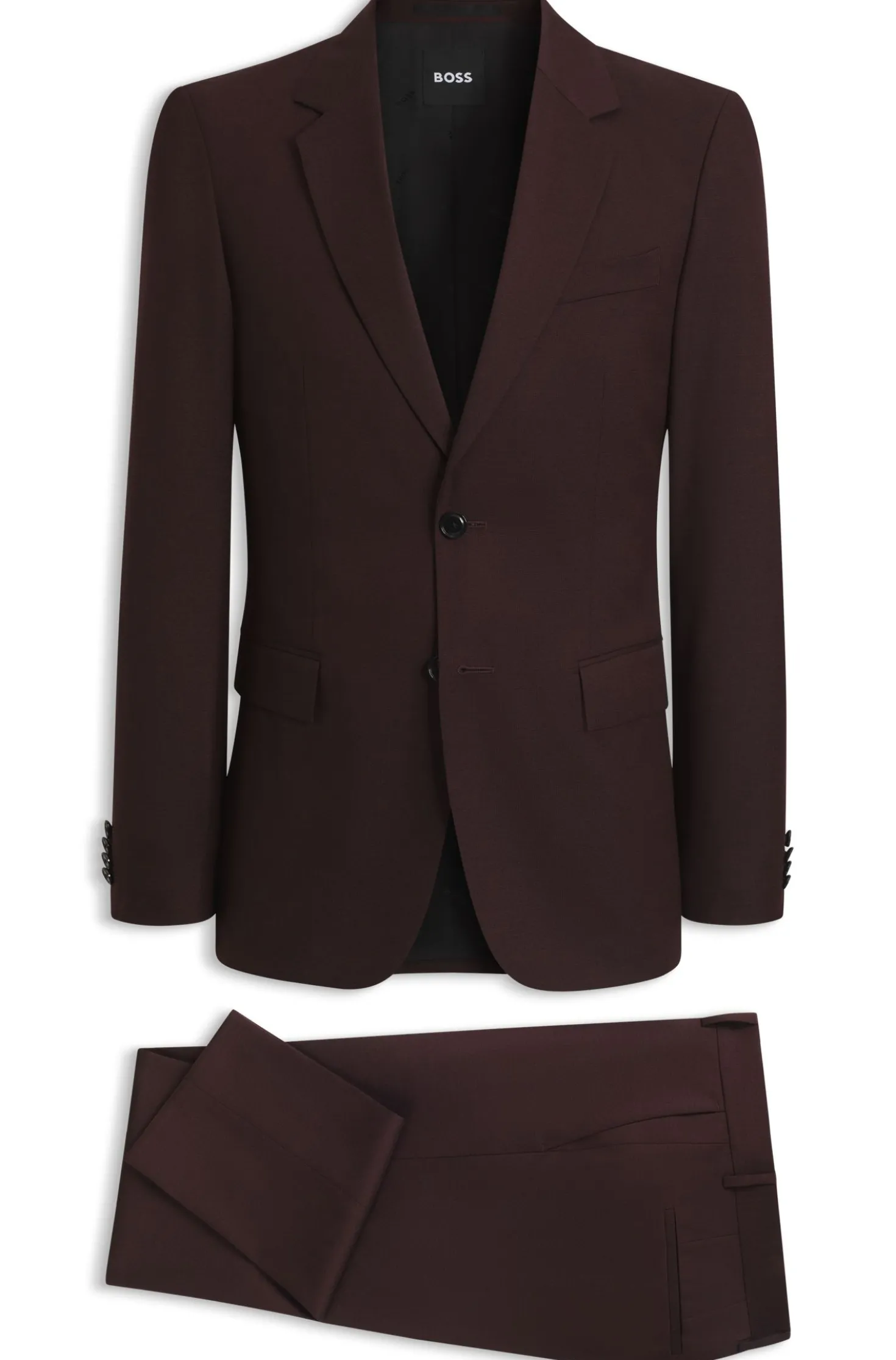 Slim-fit suit in micro-patterned virgin wool