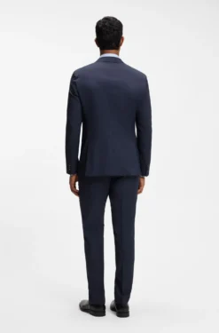 Slim-fit suit in micro-patterned virgin wool