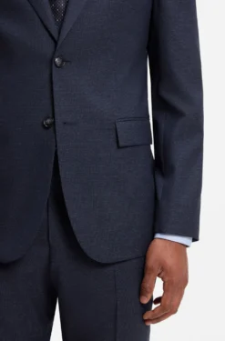 Slim-fit suit in micro-patterned virgin wool
