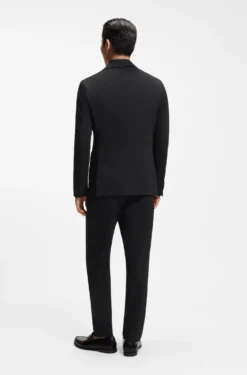 Slim-fit suit jacket in stretch seersucker
