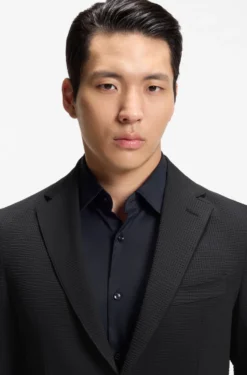 Slim-fit suit jacket in stretch seersucker