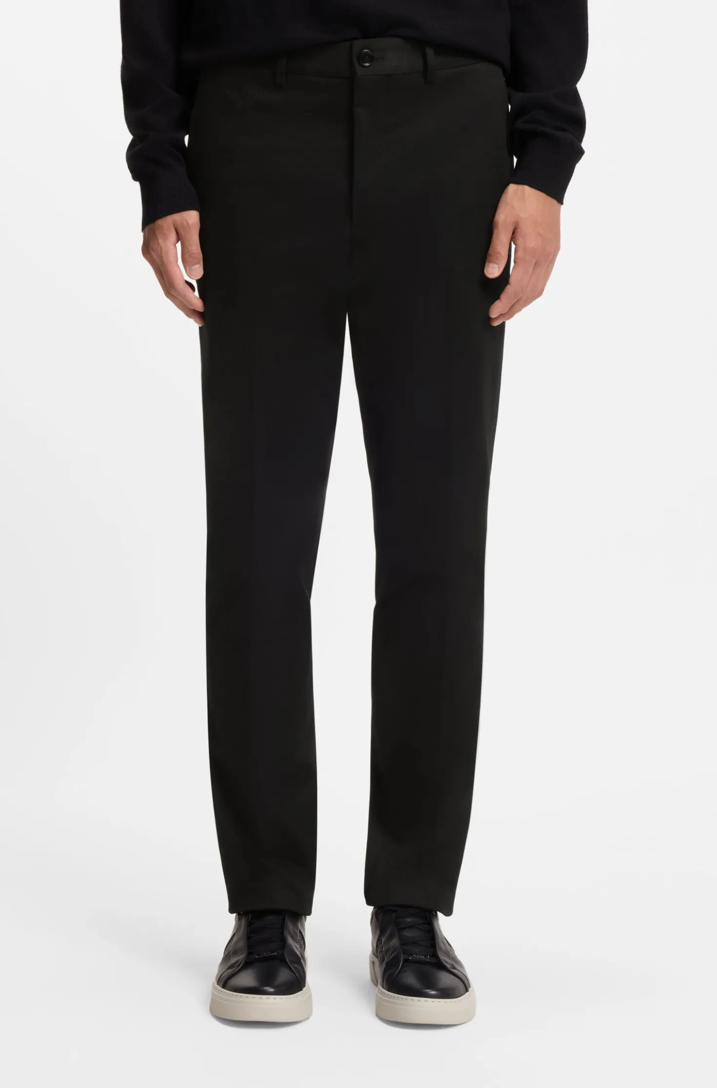 Slim-fit trousers in cotton, cashmere and stretch