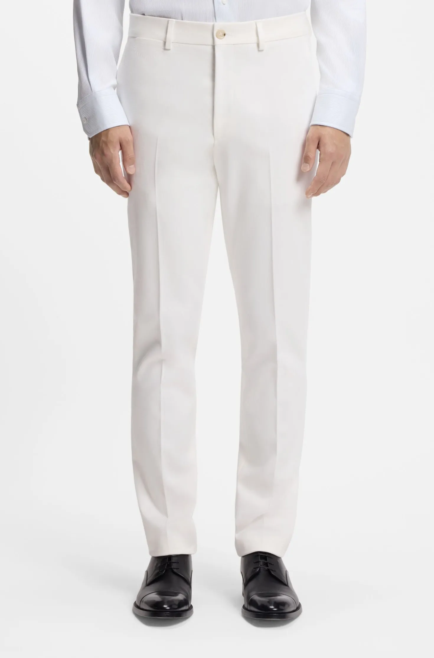 Slim-fit trousers in cotton, cashmere and stretch