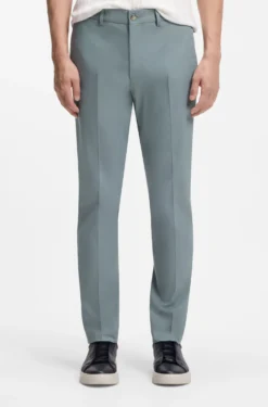 Slim-fit trousers in cotton, silk and stretch