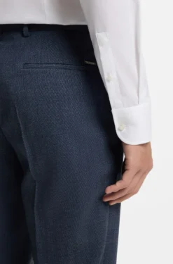 Slim-fit trousers in micro-patterned stretch wool