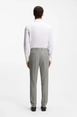 Slim-fit trousers in micro-patterned stretch wool