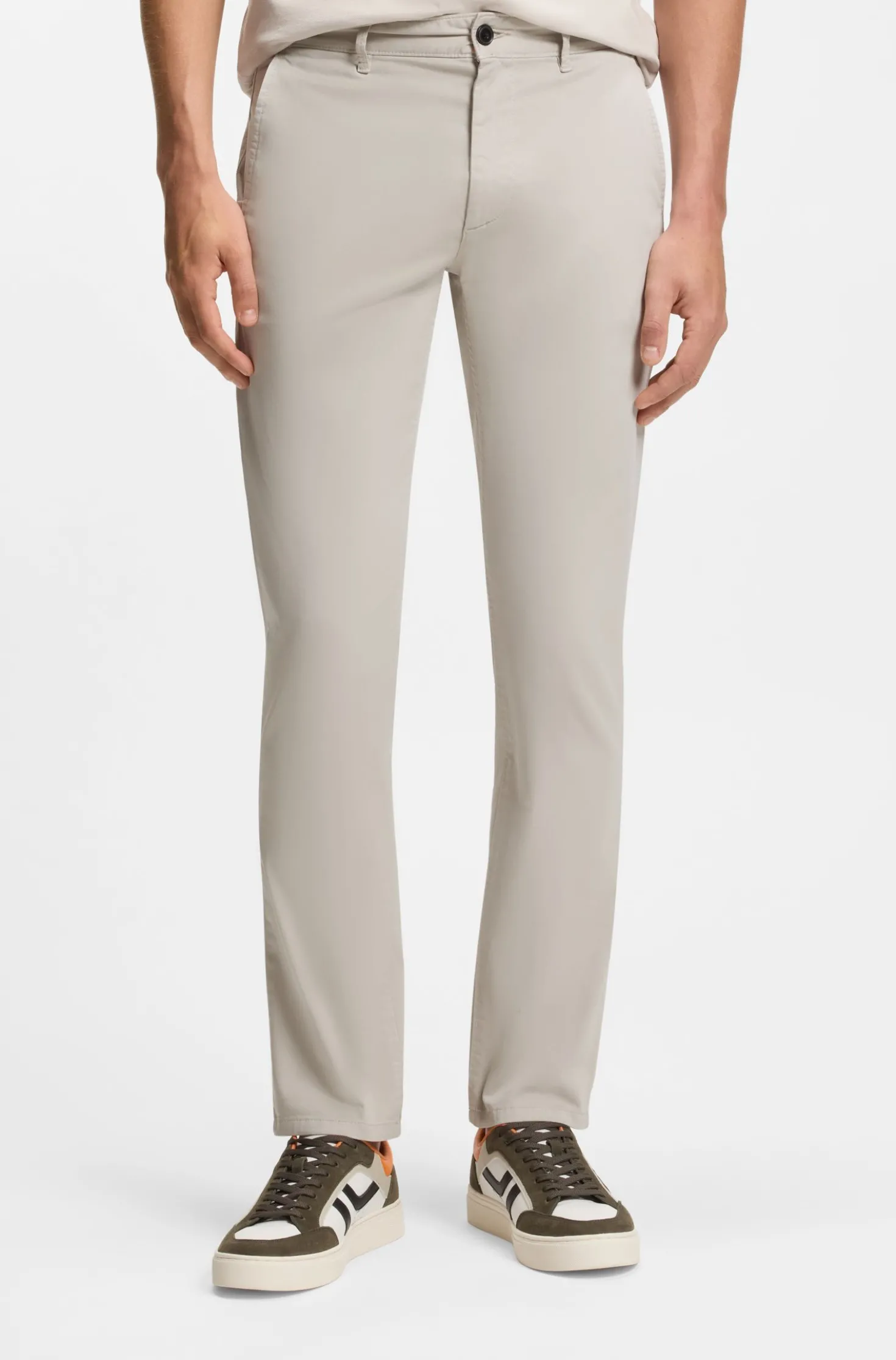 Slim-fit trousers in overdyed stretch satin