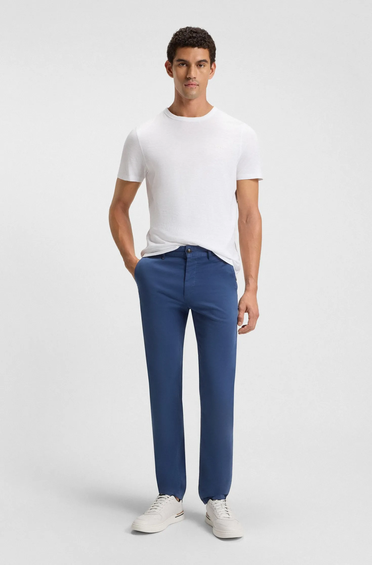 Slim-fit trousers in overdyed stretch satin