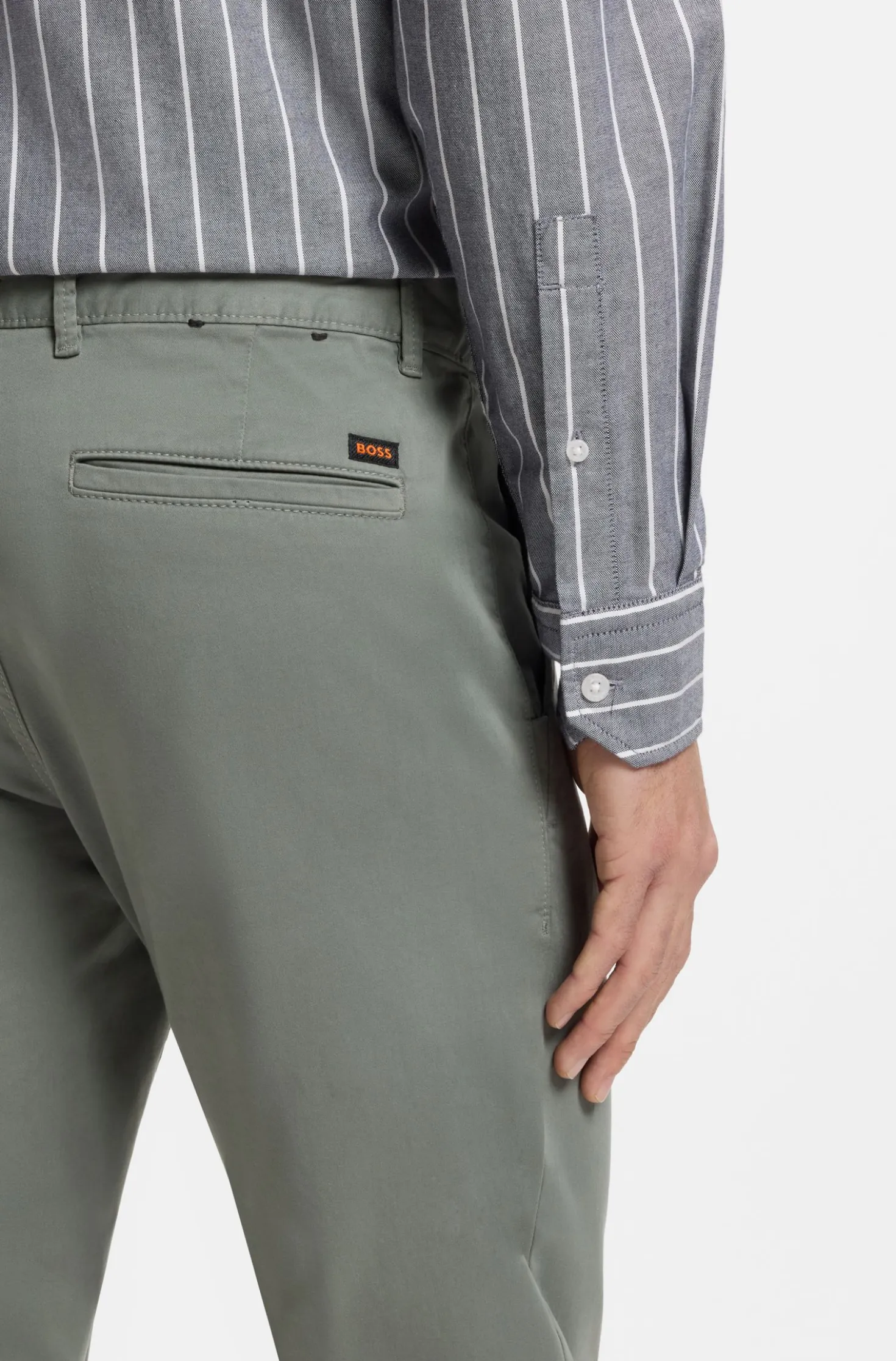 Slim-fit trousers in overdyed stretch satin