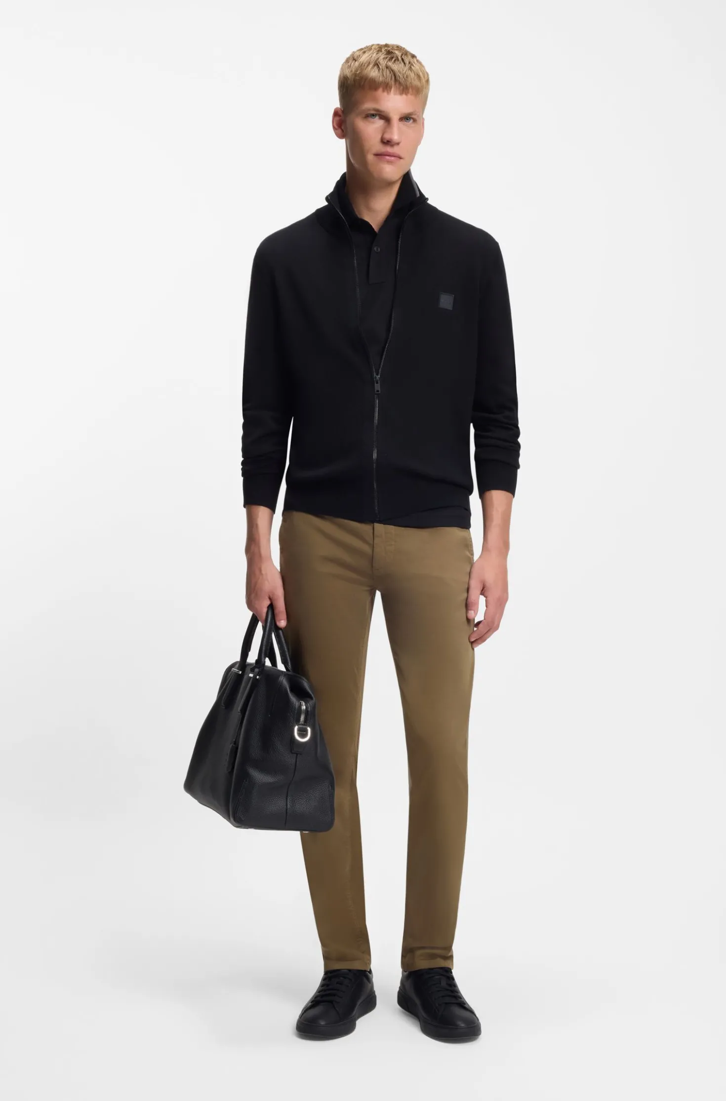Slim-fit trousers in overdyed stretch satin