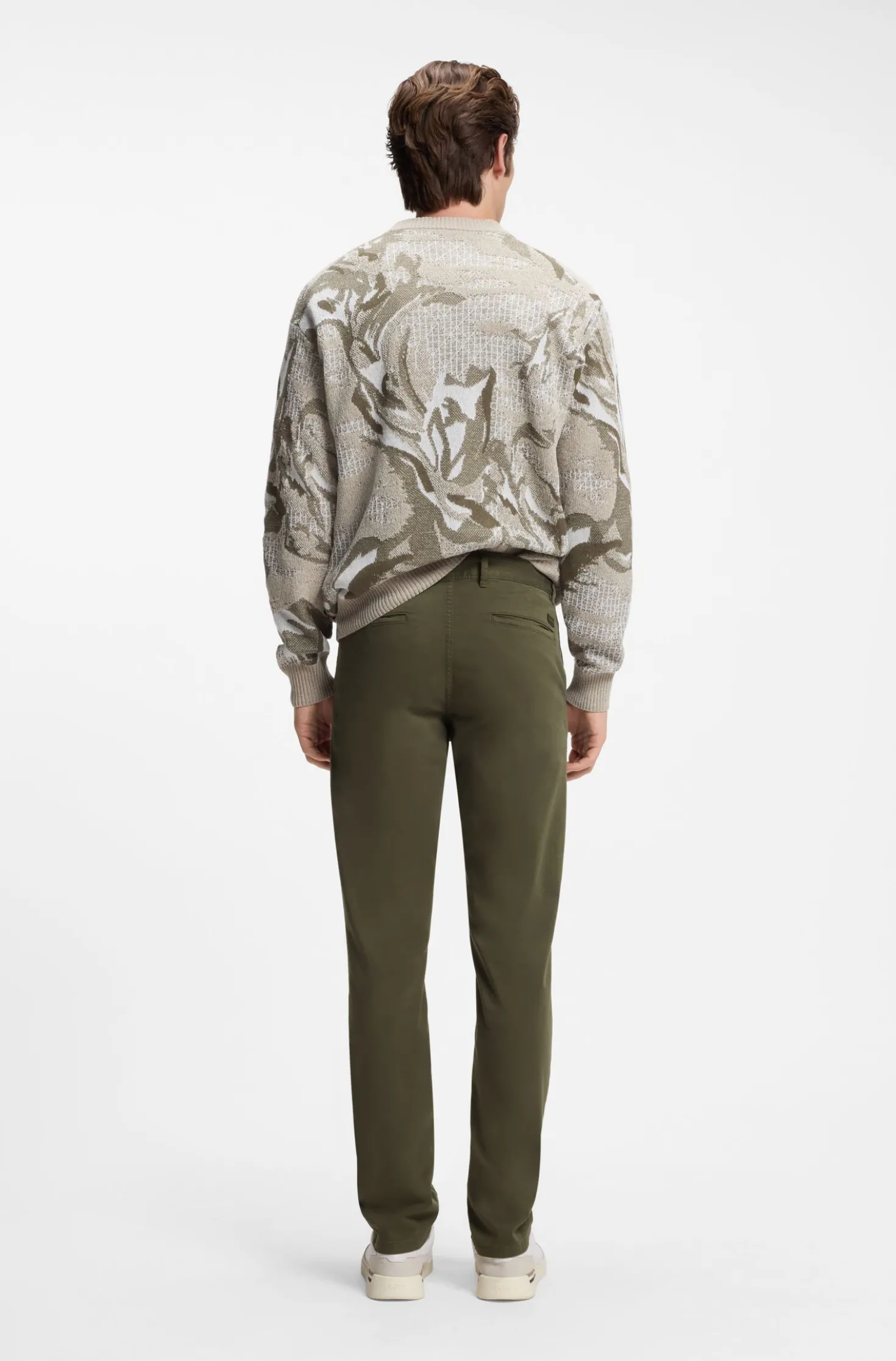 Slim-fit trousers in overdyed stretch satin