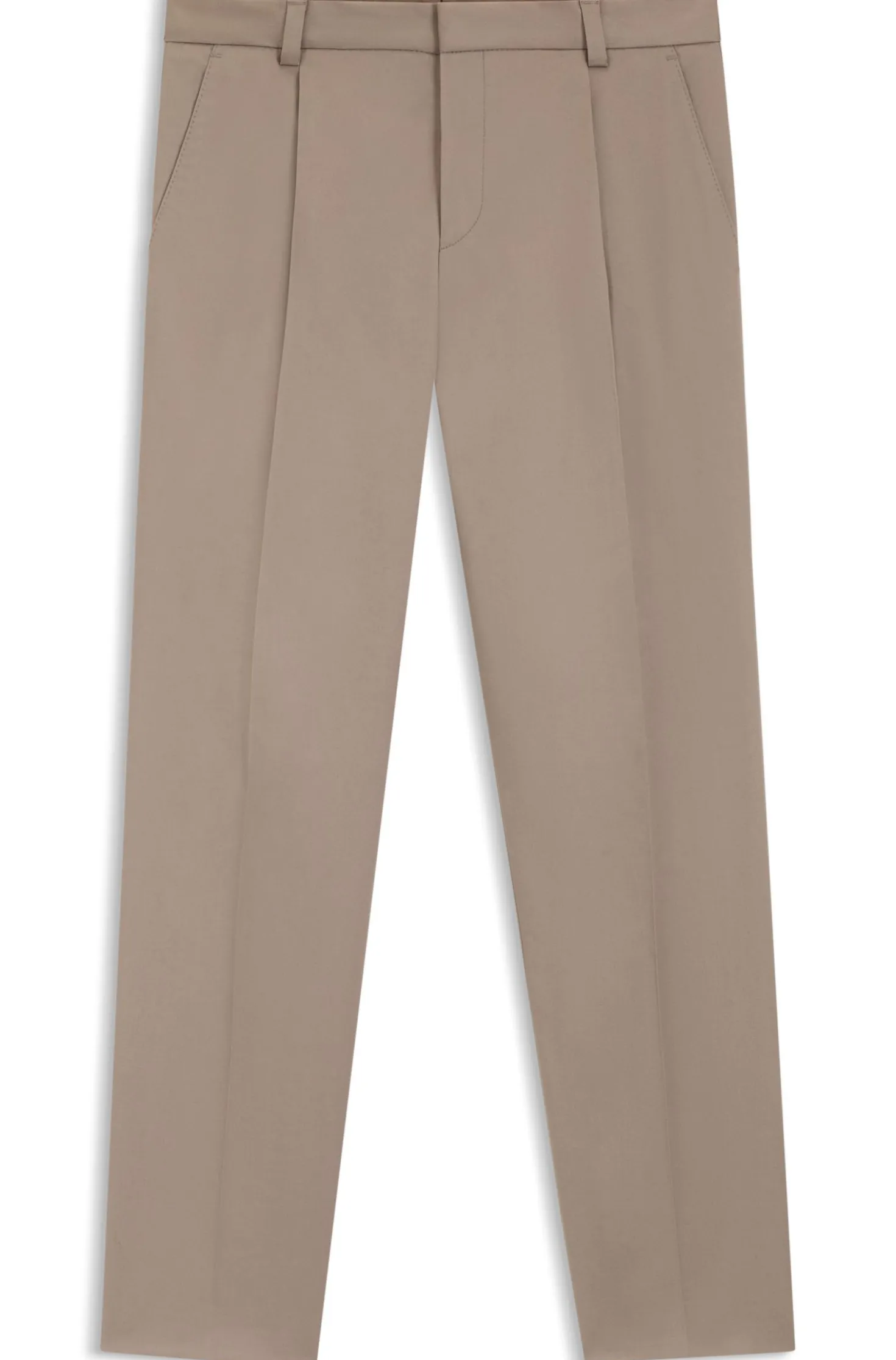 Slim-fit trousers in paper-touch stretch cotton