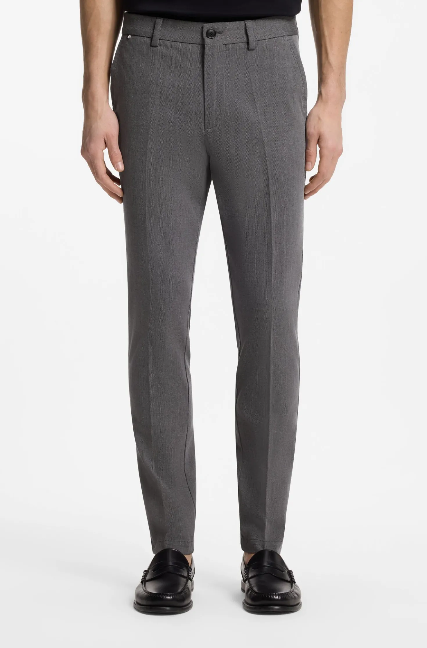 Slim-fit trousers in stretch-cotton dobby