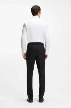 Slim-fit trousers in twill fabric with drawstring waist