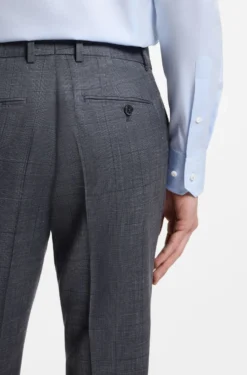 Slim-fit trousers in virgin wool, silk and linen