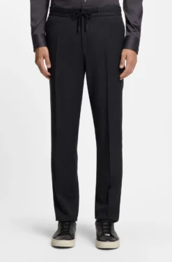 Slim-fit trousers in virgin wool and silk
