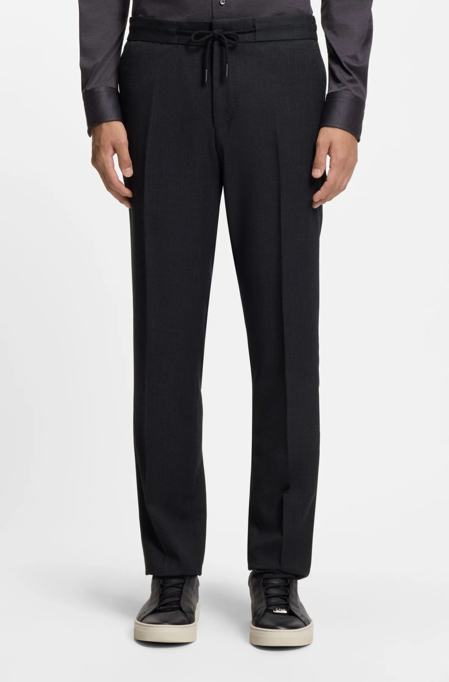 Slim-fit trousers in virgin wool and silk