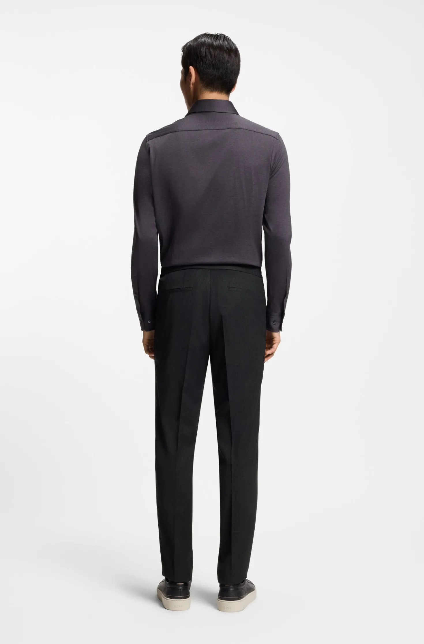Slim-fit trousers in virgin wool and silk