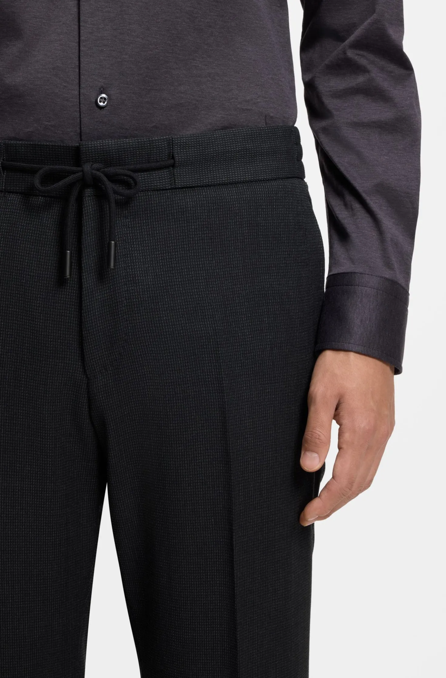 Slim-fit trousers in virgin wool and silk