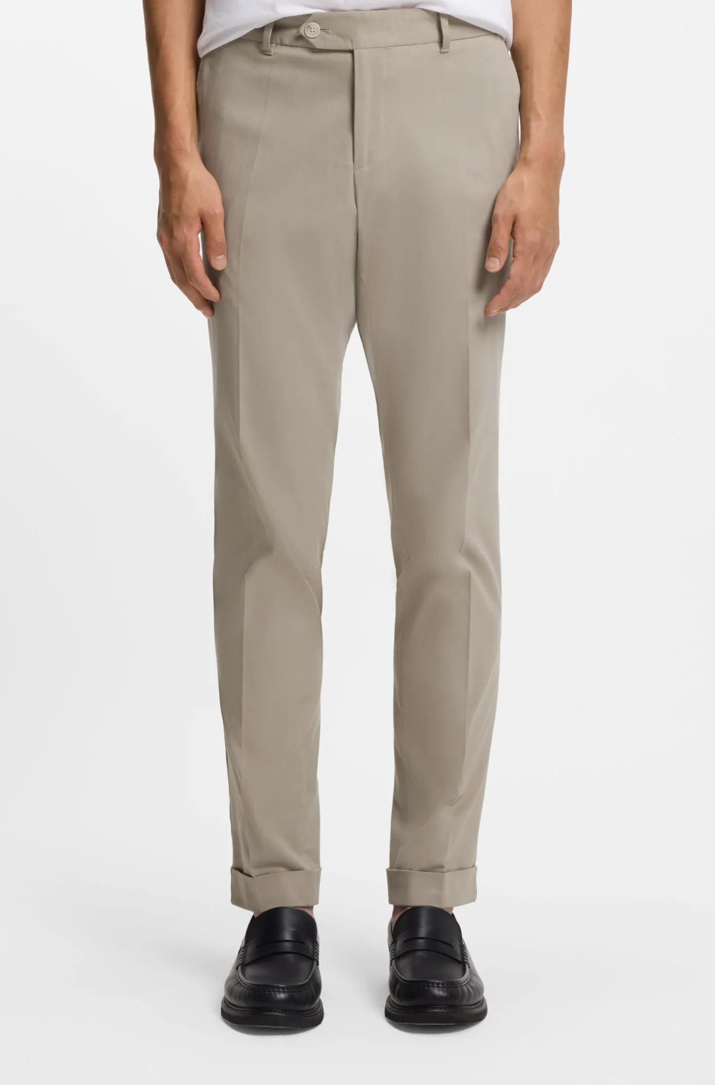 Slim-fit trousers in washable stretch cotton