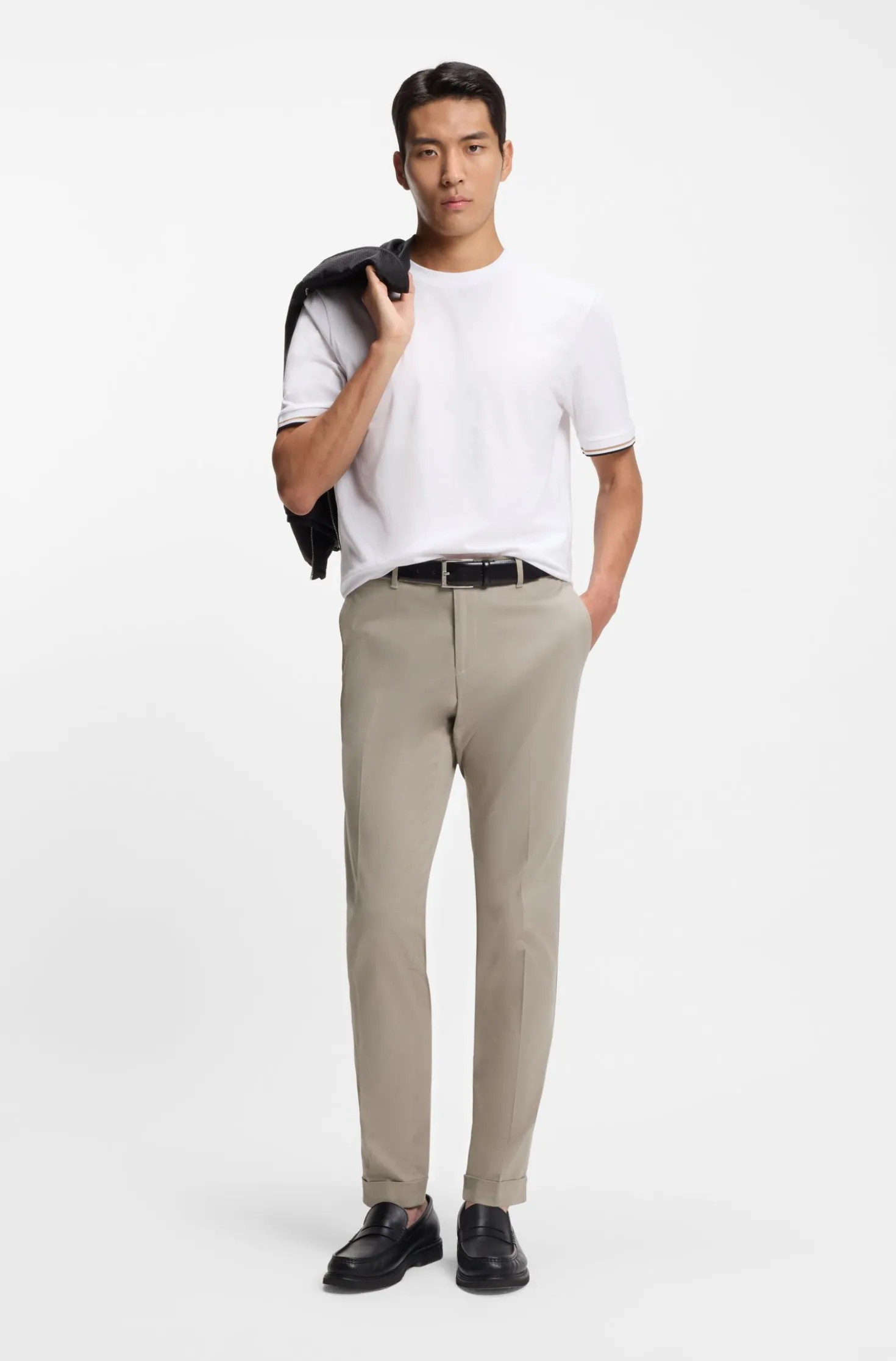 Slim-fit trousers in washable stretch cotton
