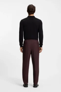 Slim-fit trousers in wool-blend poplin