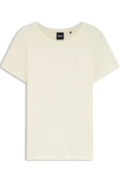 Slim-fit T-shirt in cotton-silk blend with embroidered logo